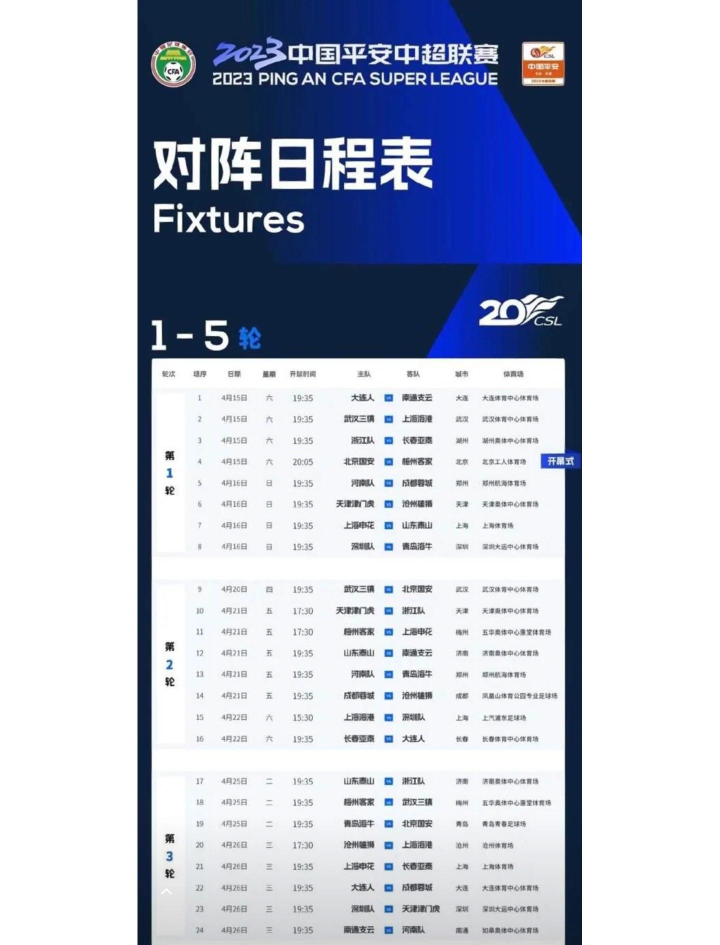 关于中超比赛日程安排公布！各队备战拉开序幕，势不可挡的信息